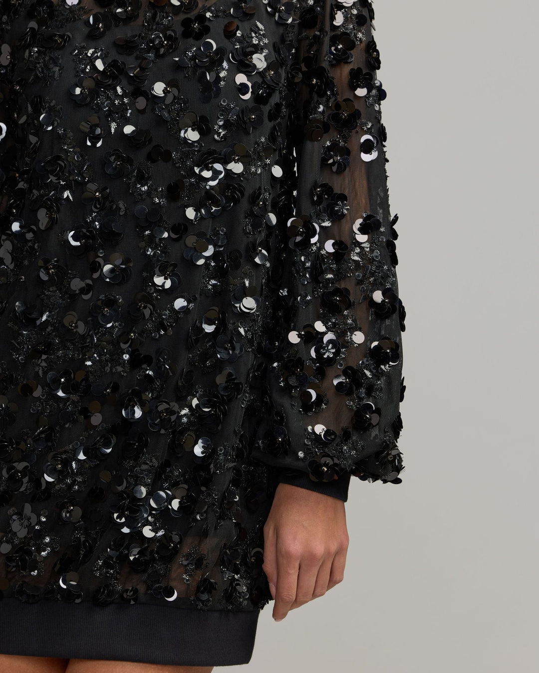 Mac Duggal 94352 Sequin Embellished Sweatshirt Mini Dress