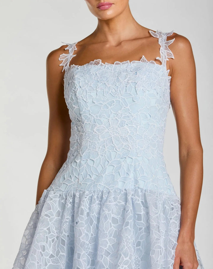 Mac Duggal 21223 Sleeveless Embroidered Lace Tiered Midi Dress