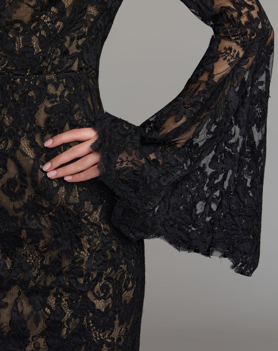 Mac Duggal 69425 Mock Neck Long Sleeve Lace Gown