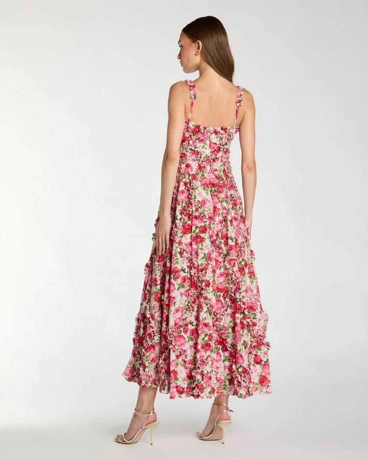 Mac Duggal 8256 Ruffle Scoop Neck Floral A-Line Dress