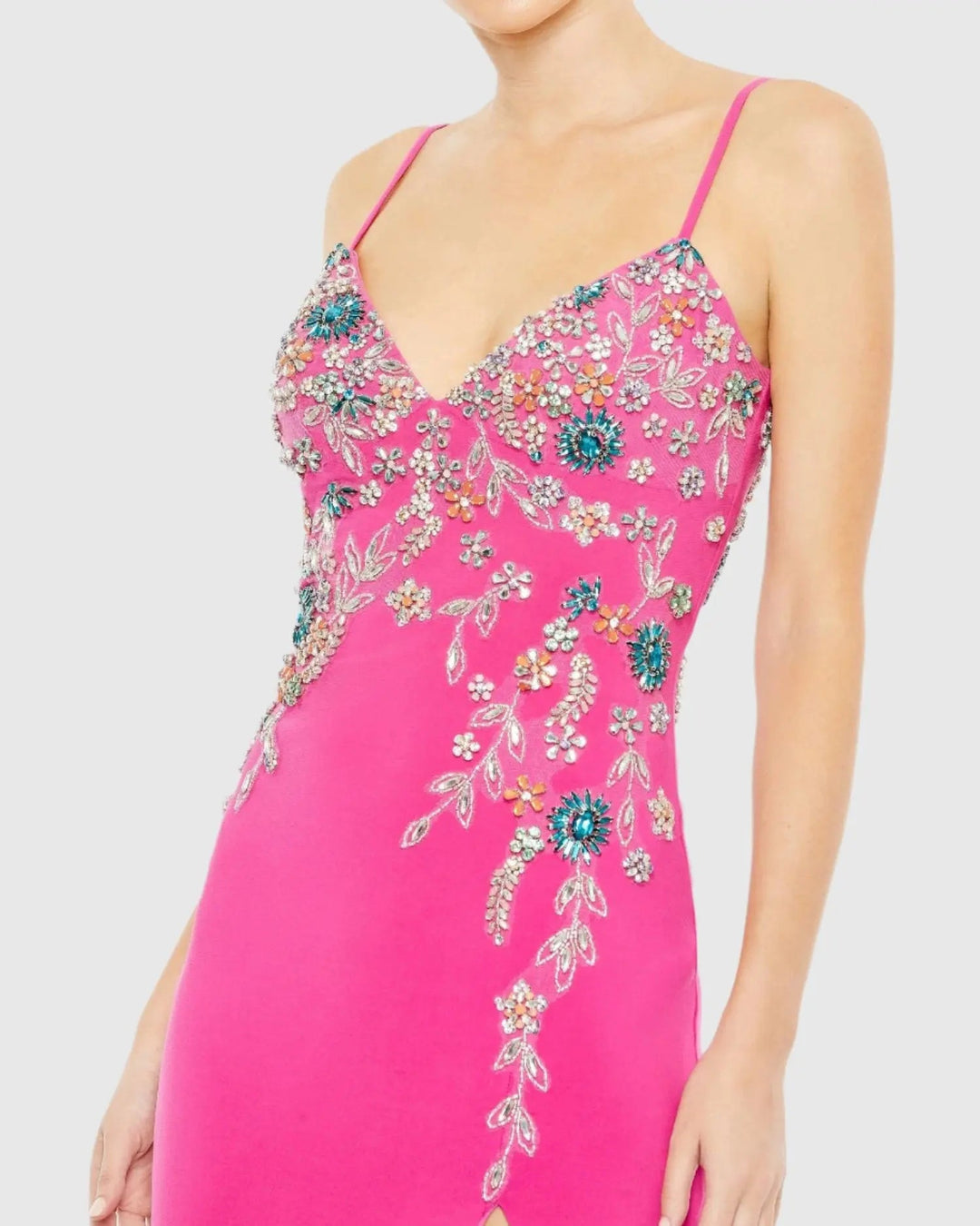Mac Duggal A42006 Beaded Floral Cami Gown