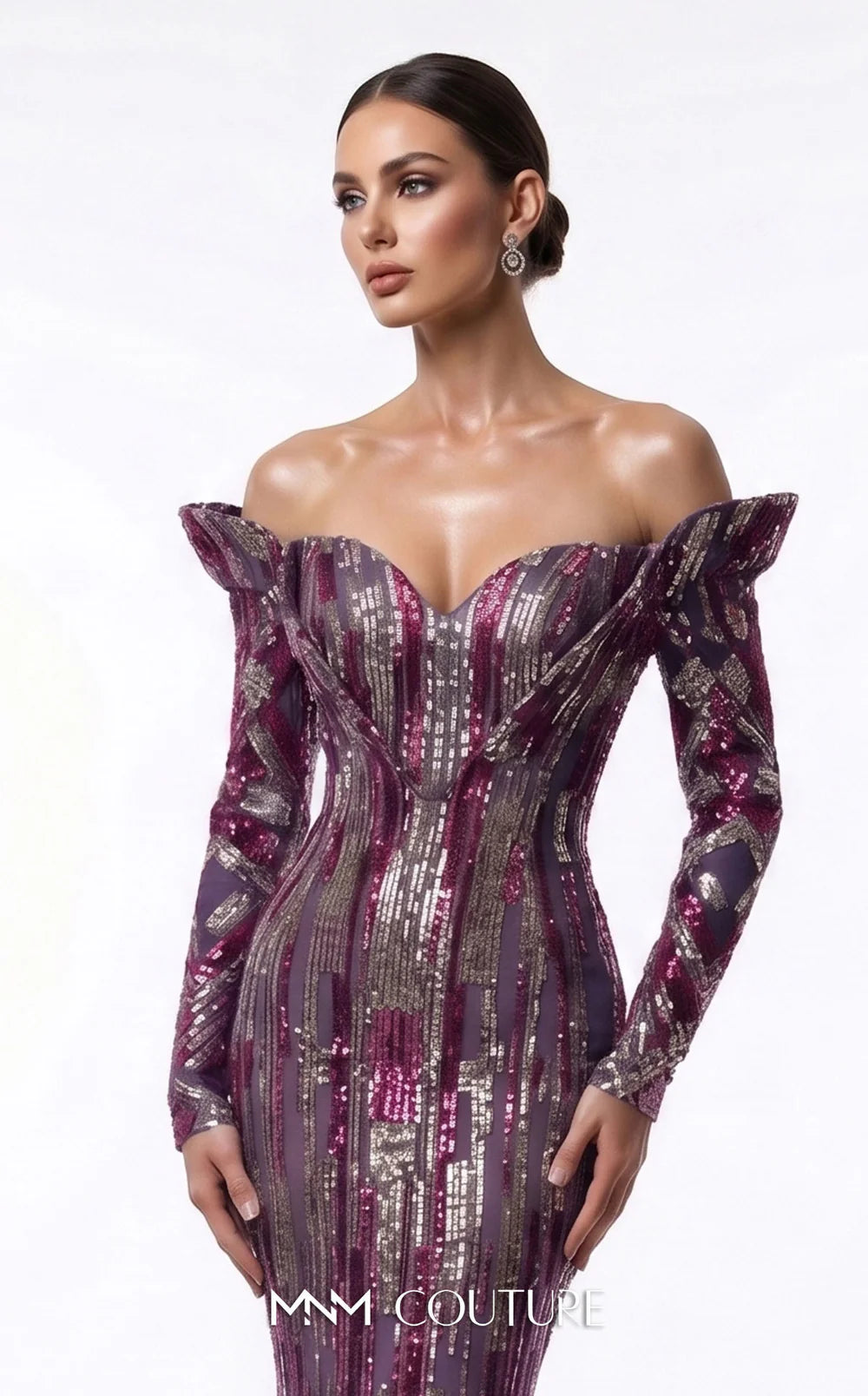 Fouad Sarkis F02900A Straight-Across Strapless Corset Couture Dress