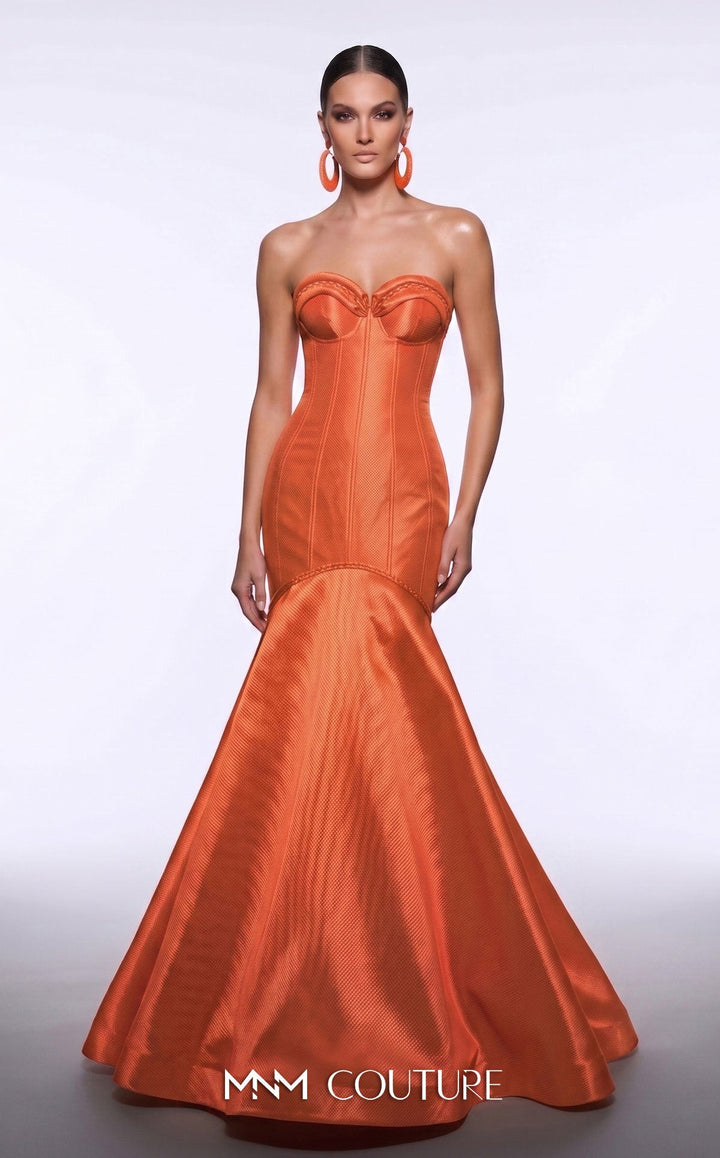 MNM Couture F02951 Ruffle Sleeve Corset Mermaid Gown