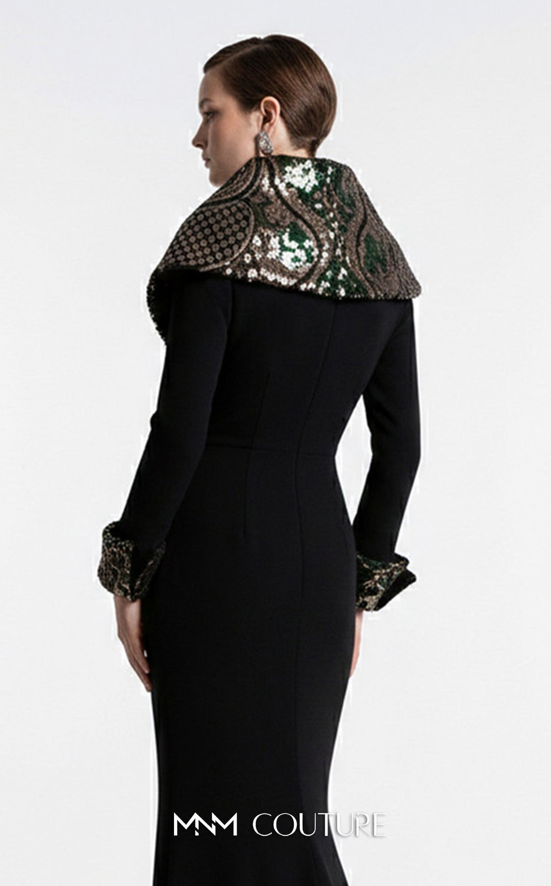 Fouad Sarkis F03019 V-Neckline Long Sleeves Mermaid Couture Dress