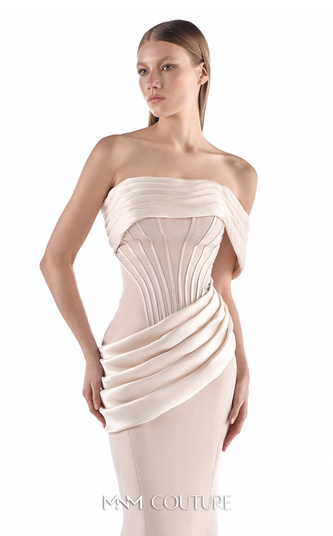 Gaby Charbachy G2212 couture gown, corset and drape detail