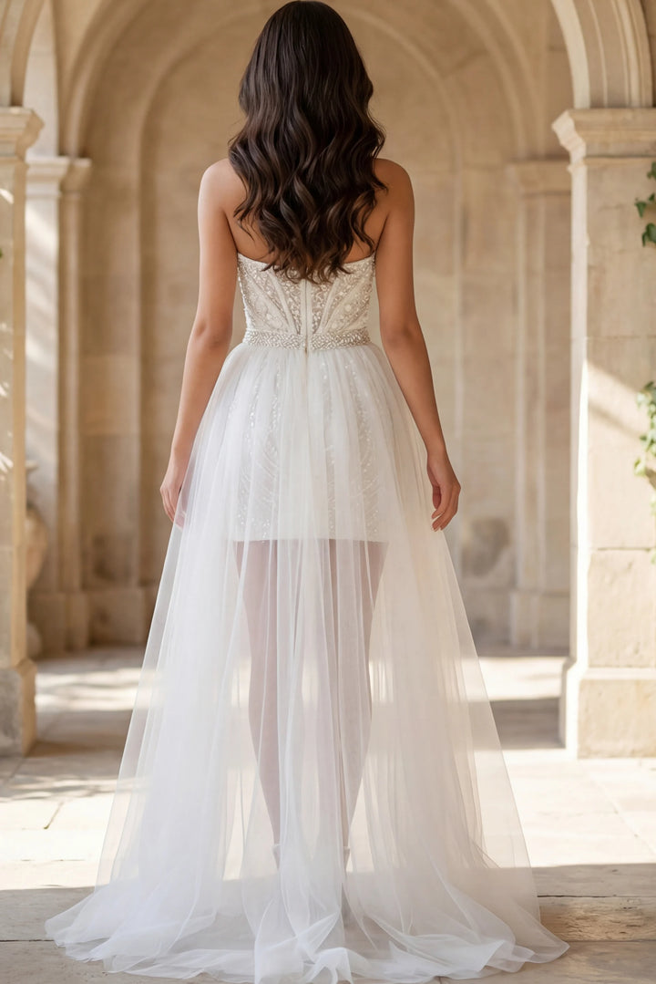Jovani JB22274 Elegant Strapless Bridal Gown with Detachable Train