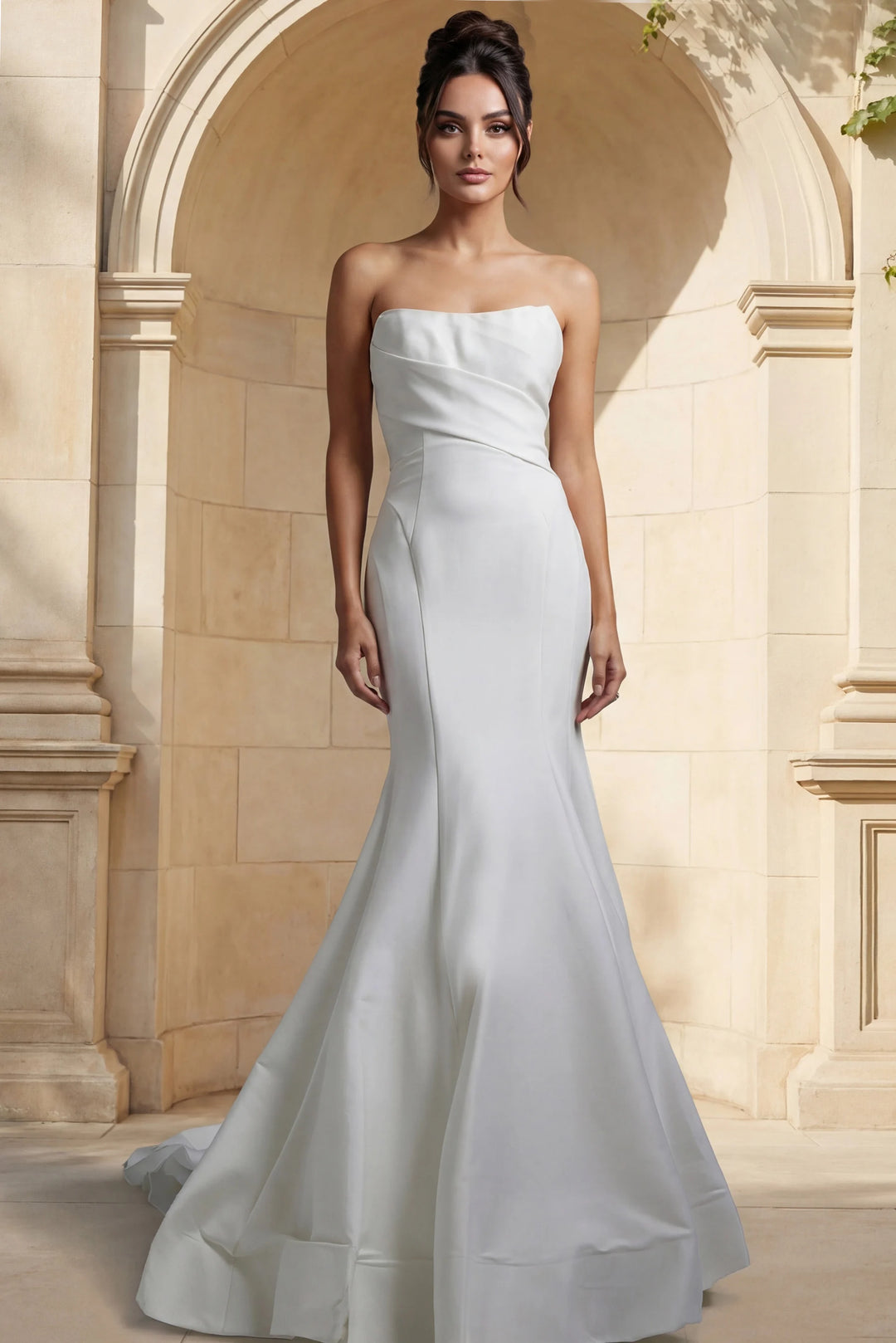 Jovani JB24282 White Strapless Mermaid Bridal Dress
