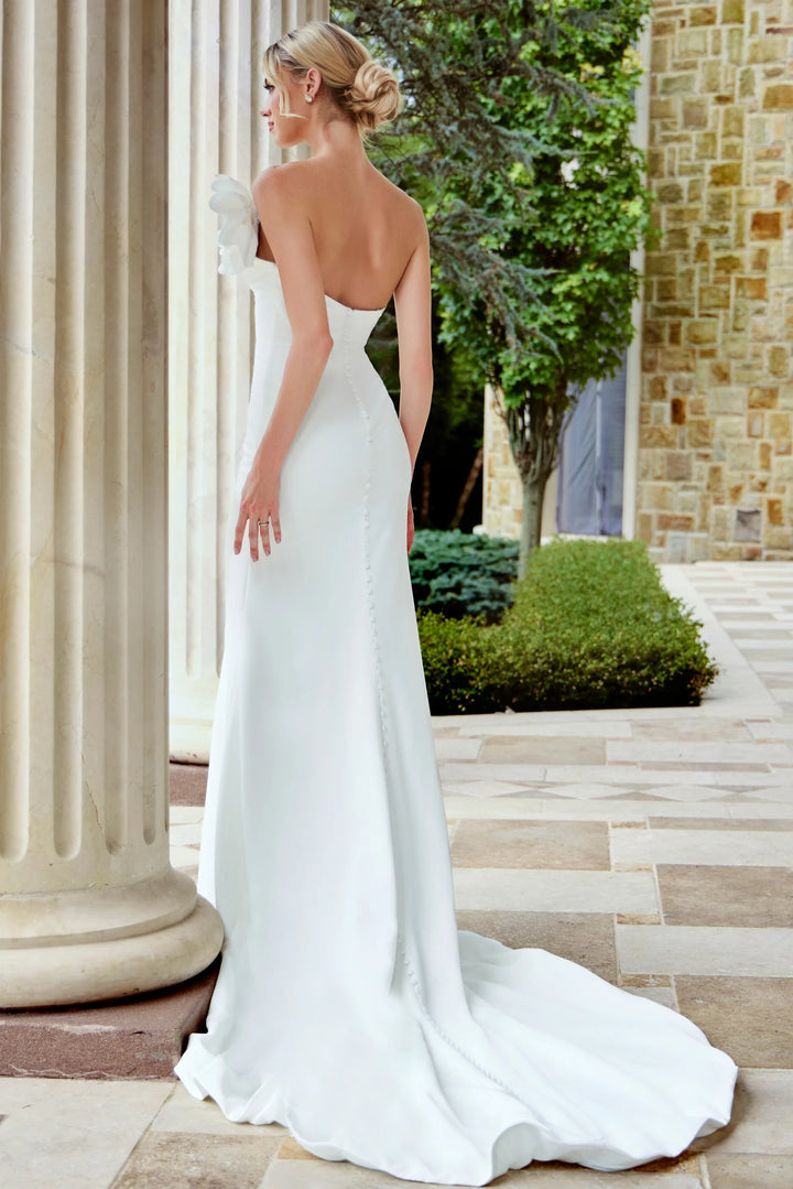 Jovani JB43815 One Shoulder Floral Crepe Bridal Gown
