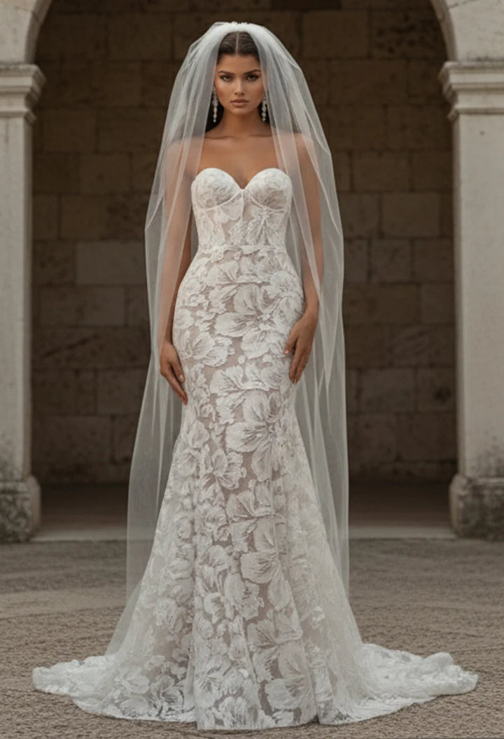 Jovani JB99067 Floral Lace Bridal Gown With Sparkle Tulle