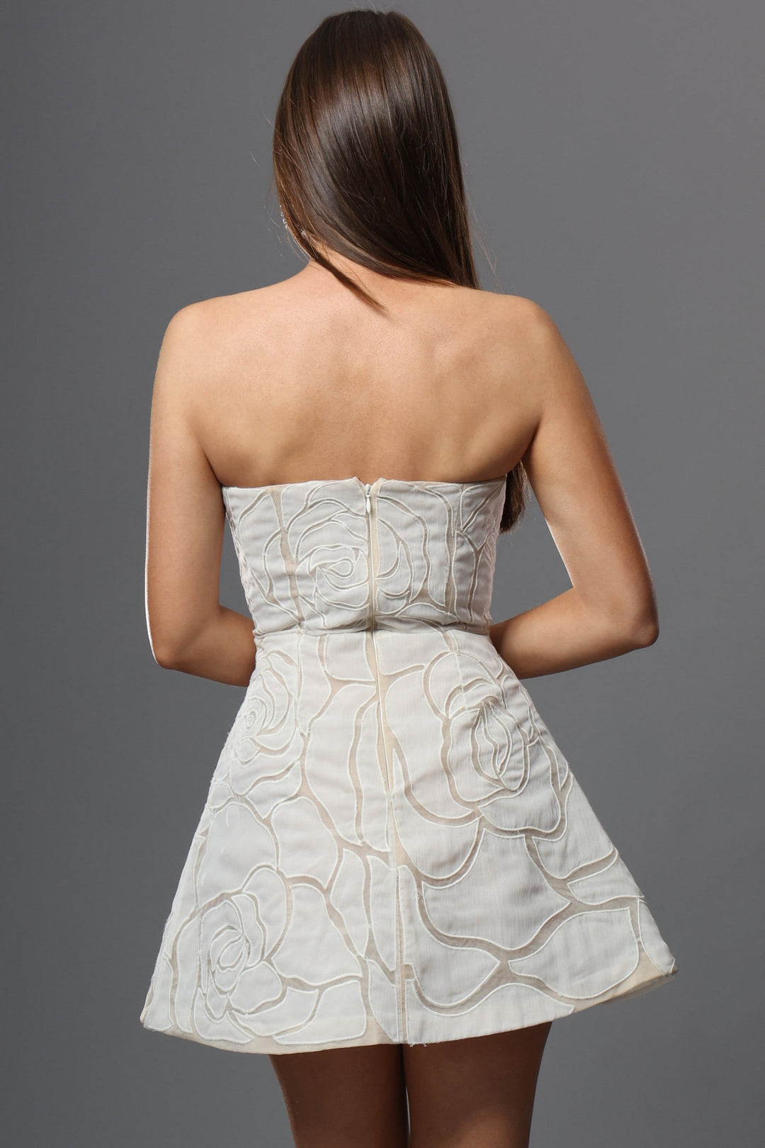 Jovani 52560 Strapless Rose Appliqué Mini Dress
