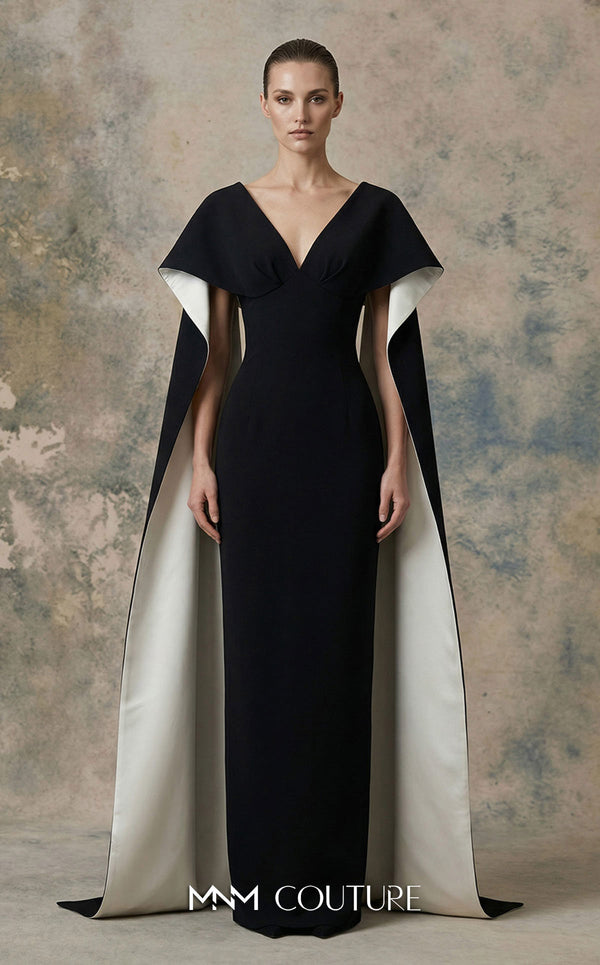 MNM Couture N0746 Sleeveless Caped Couture Dress
