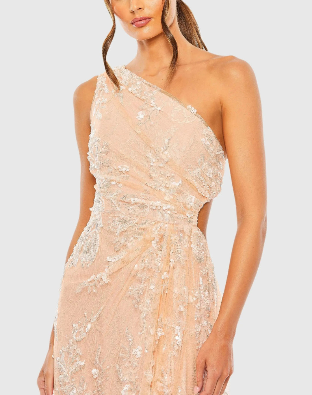 Mac Duggal 68507 One Shoulder Side Cut Embellished Gown