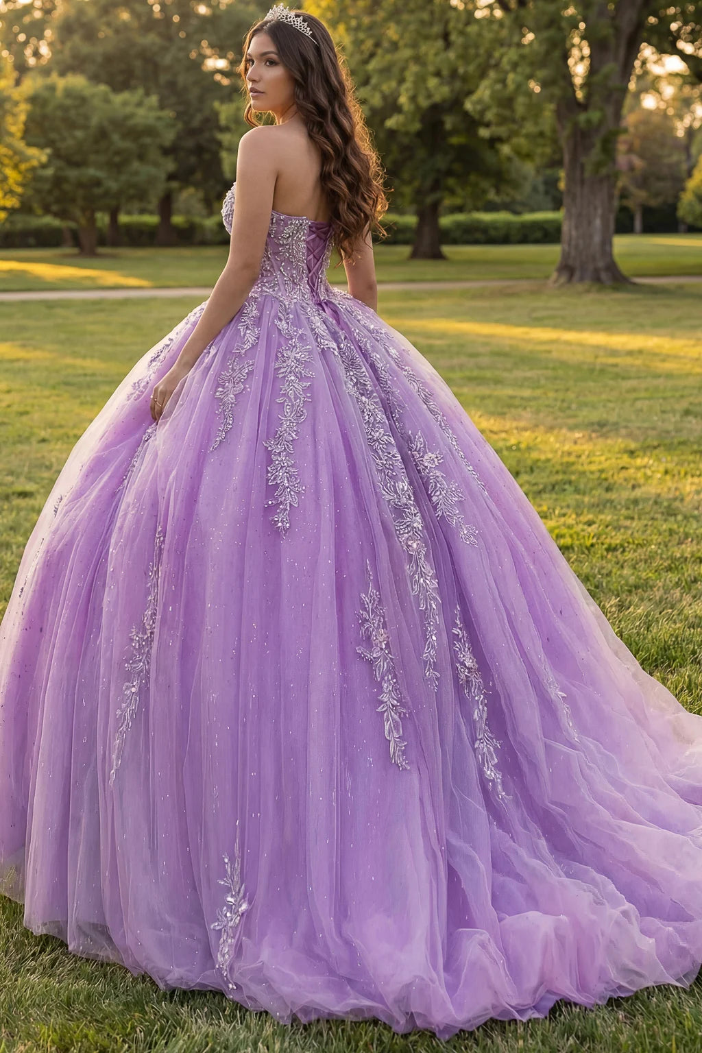 Jovani Q43432 Quinceañera Dress with Glitter and Floral Lace