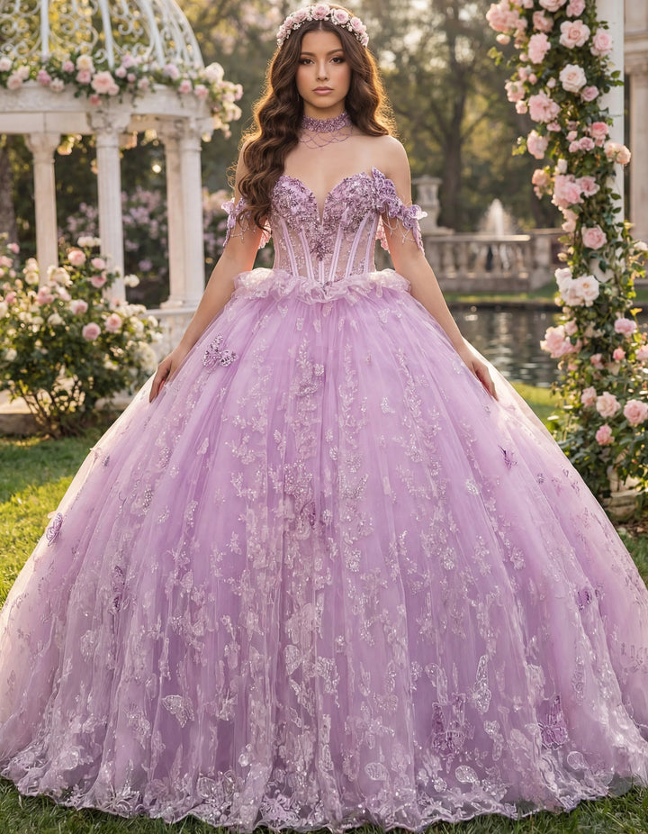 Jovani Q48441 Ball Gown with Off Shoulder Corset