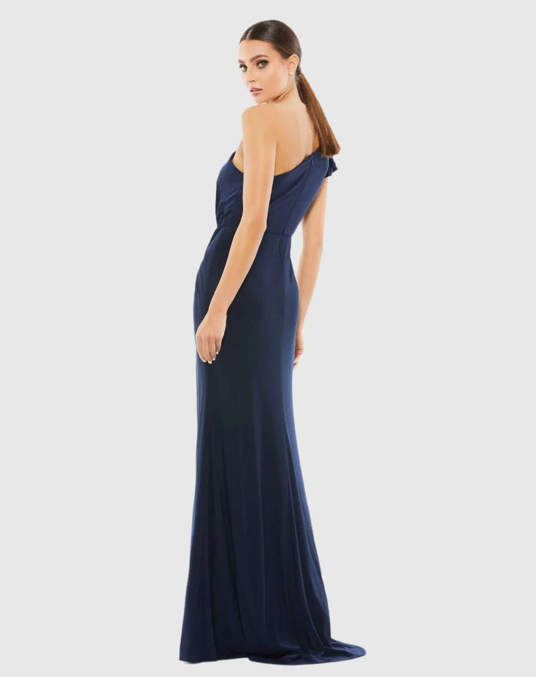 Mac Duggal 67858 Ruffled One Shoulder Draped Gown