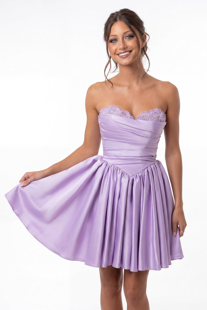 Portia & Scarlett XO215 draped sweetheart A-line homecoming dress additional view 2