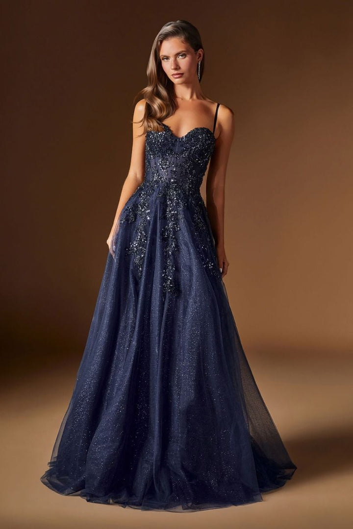Ladivine C177 Spaghetti Strap Embellished Corset A-Line Ball Gown