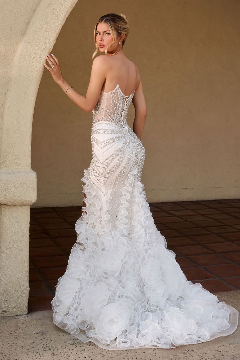 Ladivine CC2488W Plunging Strapless Corset Mermaid Dress