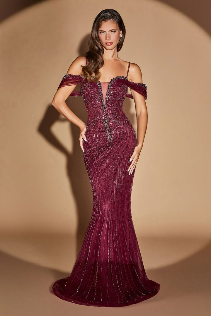 Ladivine CC496 Sweetheart Off-the-Shoulder Corset Mermaid Dress
