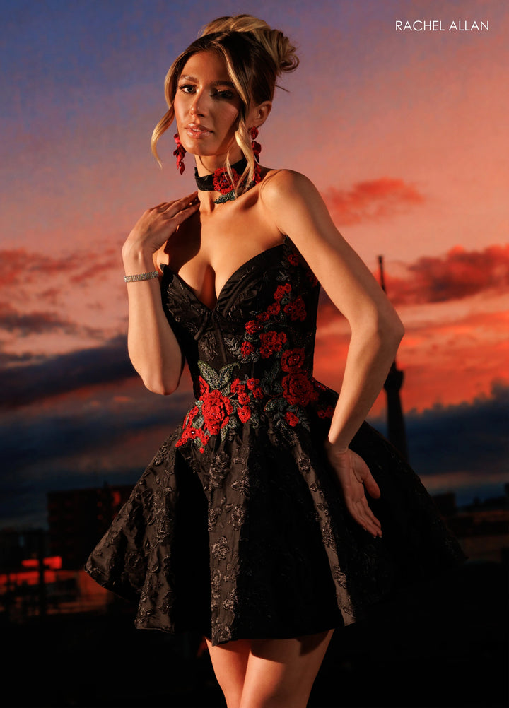 Rachel Allan 40774 Floral Appliqué Homecoming Dress