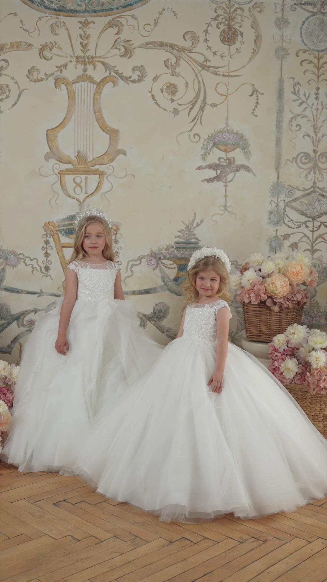 Pentelei 3805 Illusion Neckline Cap Sleeves Ball Gown Kids Dress