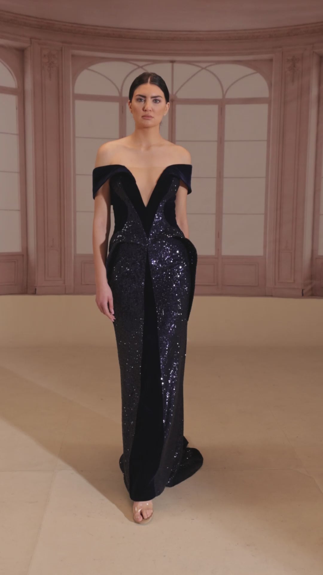 Reverie Couture FW264 Sequin Velvet Dress