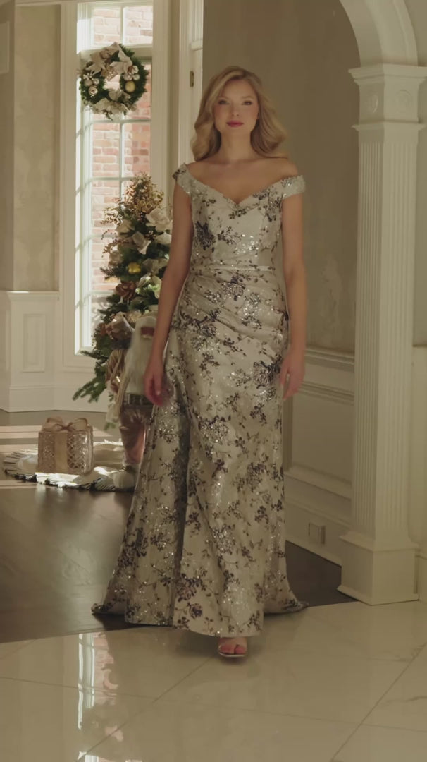 Rina Di Montella RD2912-1 off-the-shoulder mother of the bride gown video