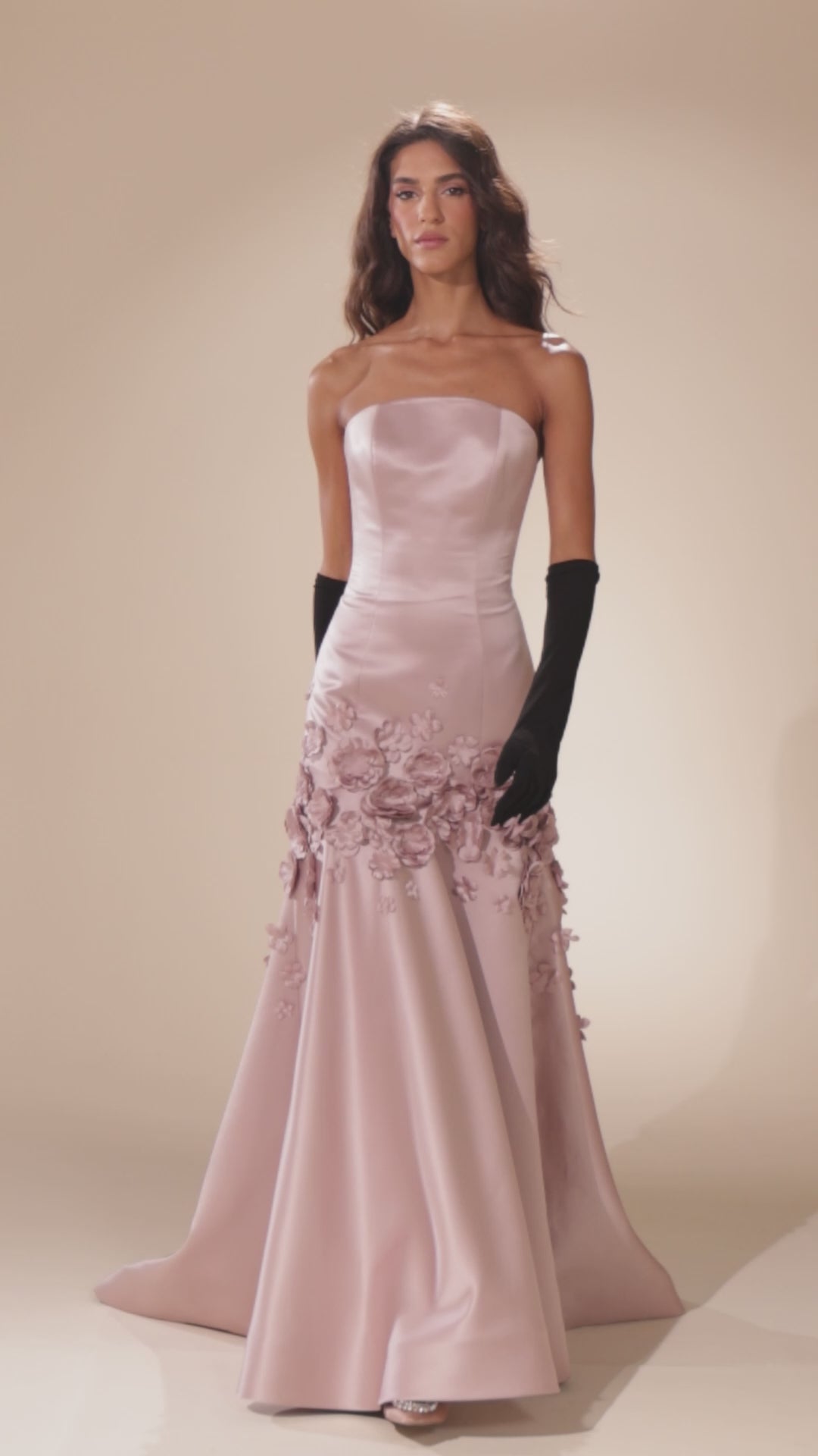 Abdo Aoude D3 Hand-Crafted 3D Floral Appliqués Couture Dress