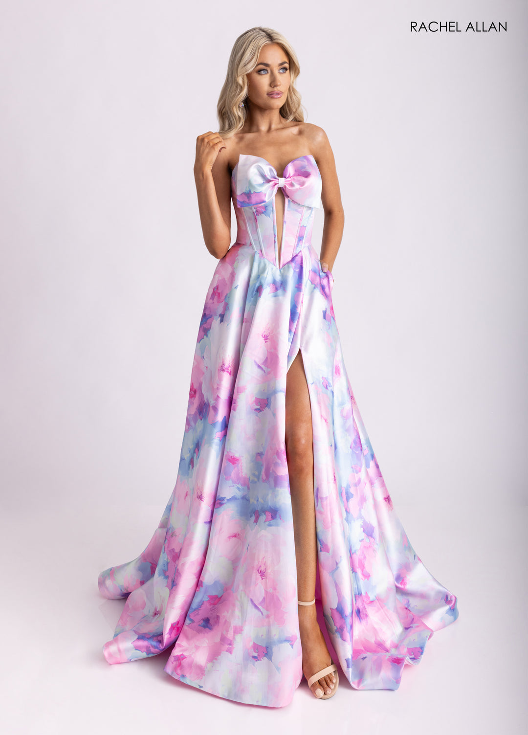 Rachel Allan 71036 Strapless Bow Corset A-Line Prom Dress