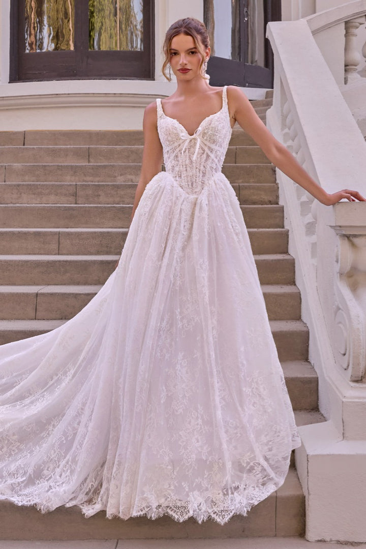 Andrea & Leo Couture WL073 off white lace A-line bridal gown, front view