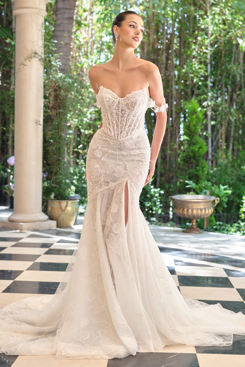 Andrea & Leo Couture WL099 illusion corset bridal gown front view