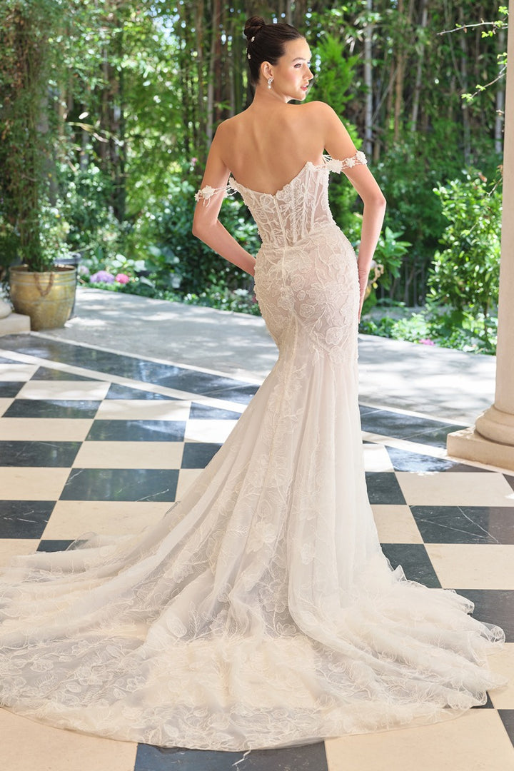 Andrea & Leo Couture WL099 bridal gown back view with sweep train