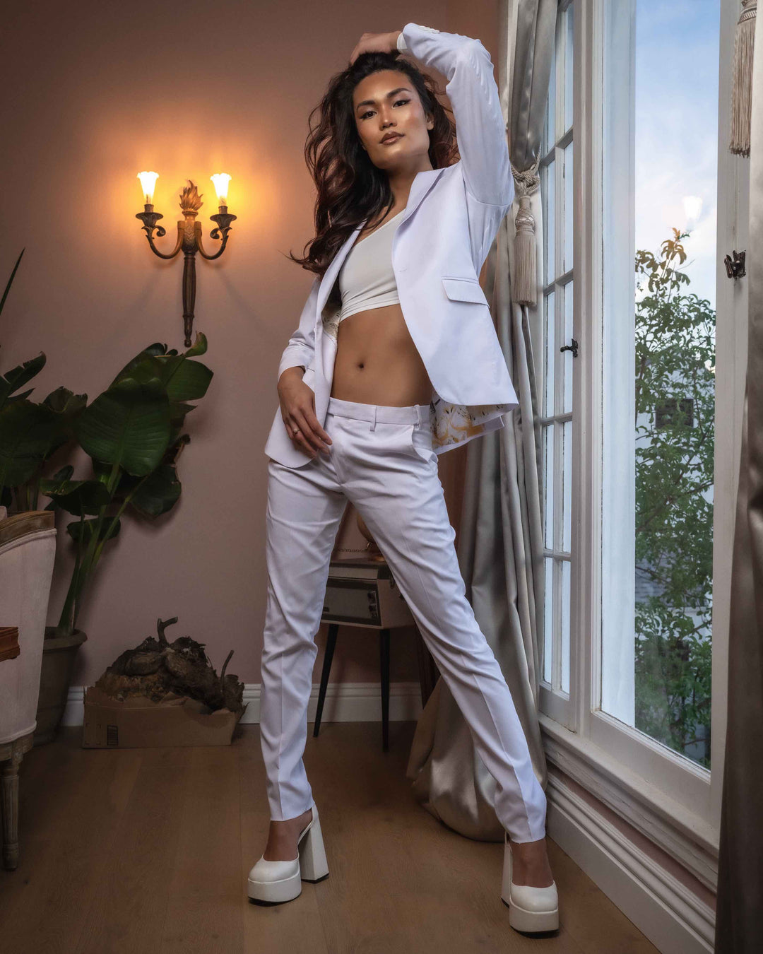 CLEO By Peanut Butter Collection Ramses Chalk White Suit - FOSTANI