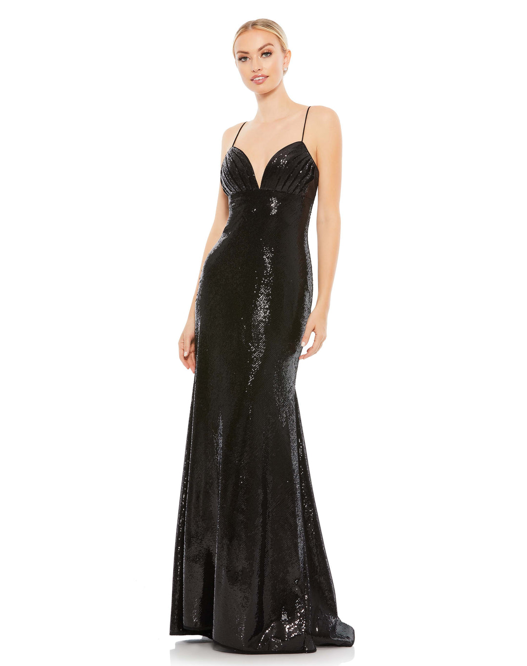 Fully Sequined Plunging Trumpet Gown - Evening dress FOSTANI