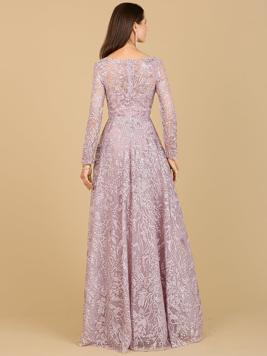 Lara 29200 - A-line Gown With Long Sleeves, V-Neckline - FOSTANI