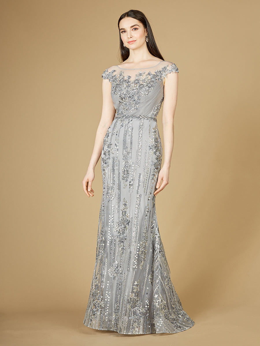 Lara 29210 - Cap Sleeve, Mermaid Lace Gown with High Neck - FOSTANI