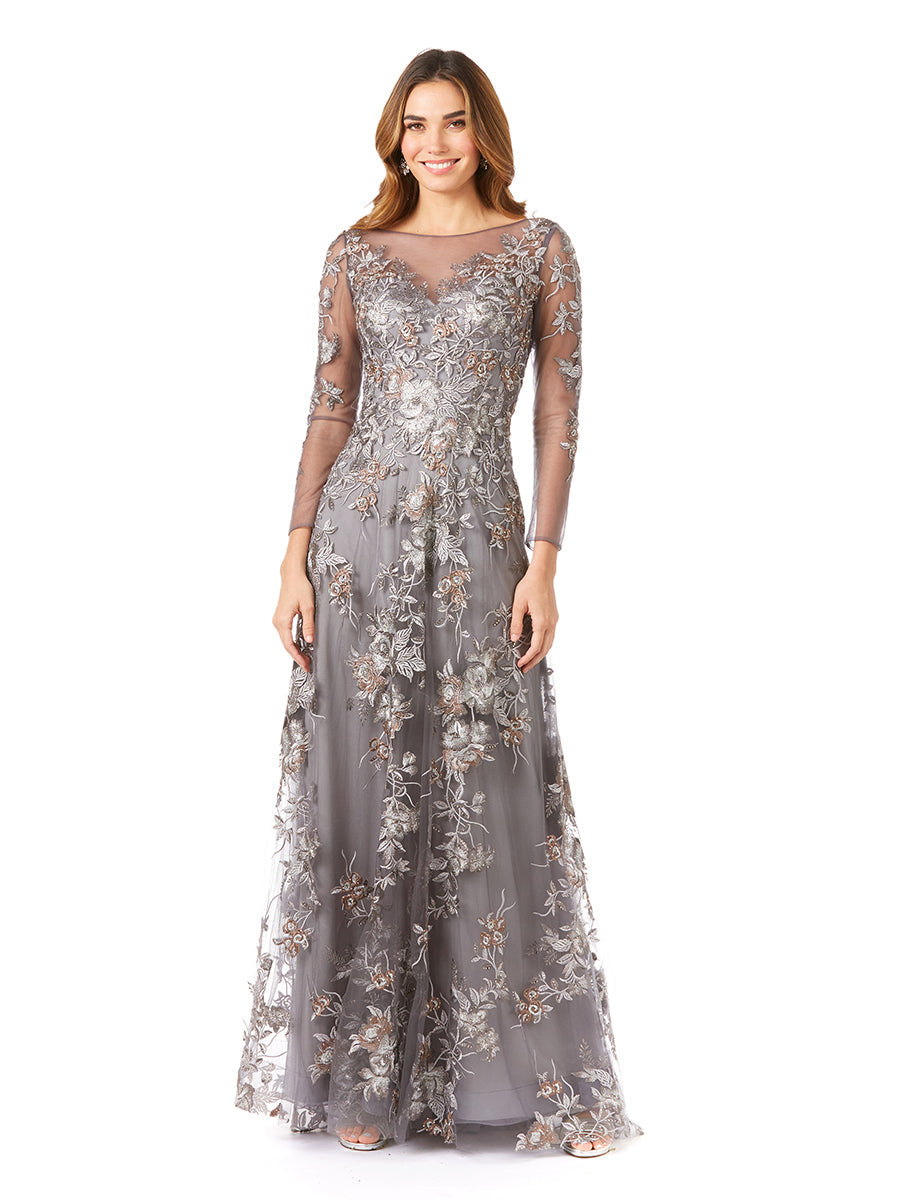 Lara 29327 - Long Sleeve Modest Lace Gown - FOSTANI