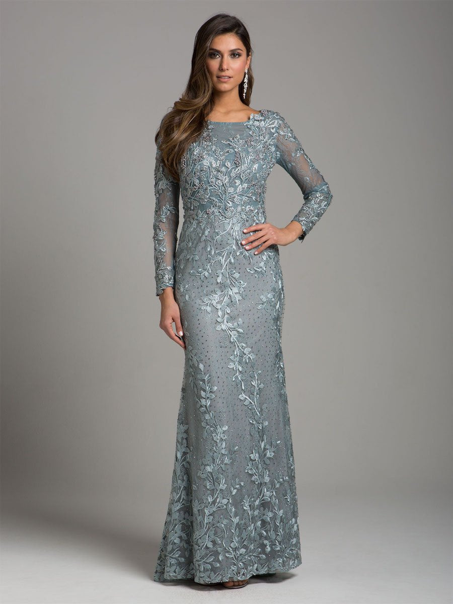 Lara 29924 Long Sleeve Lace Dress With Lace Appliques - FOSTANI