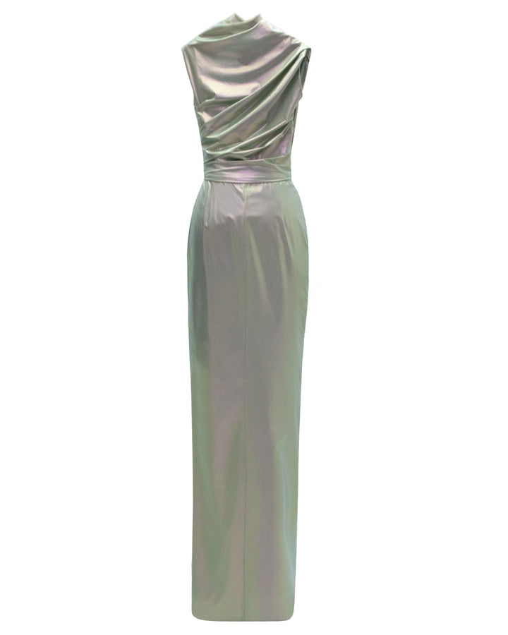 Asymmetrical Neckline Mint Dress - FOSTANI