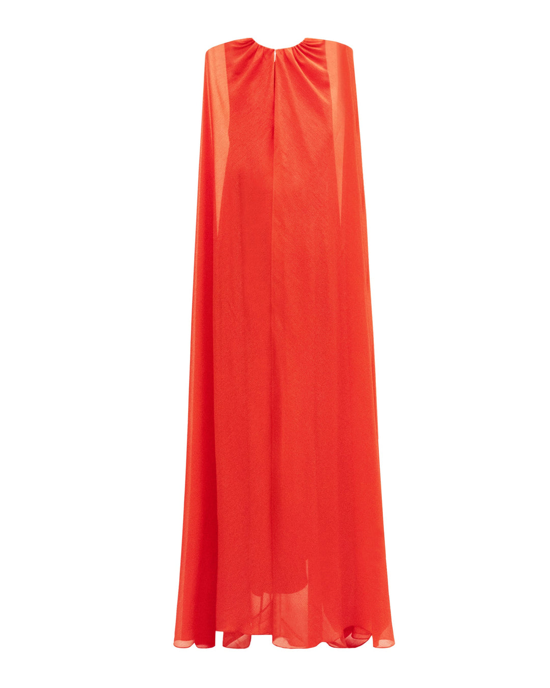 Cape-Like Sleeves Coral Dress - FOSTANI