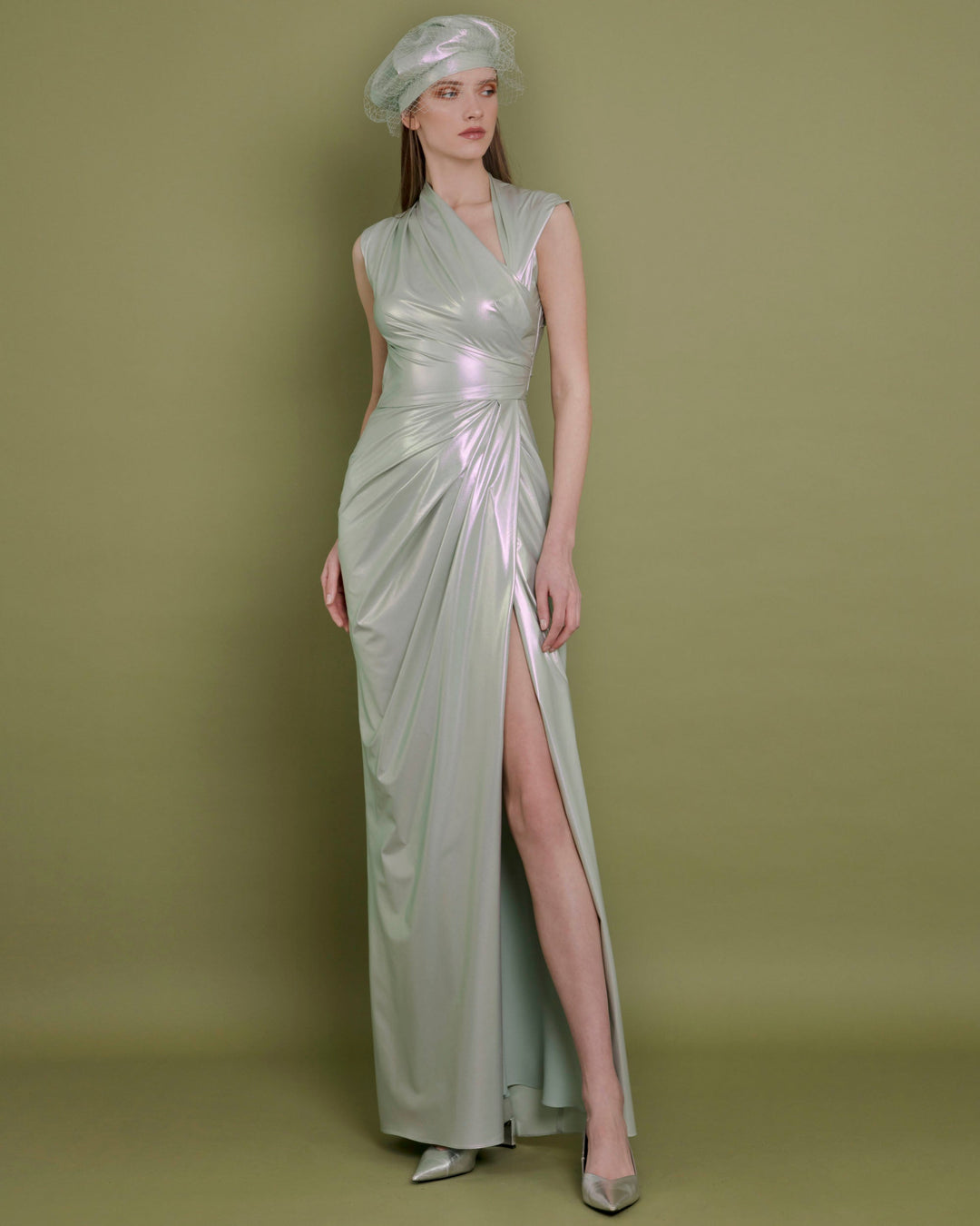 Asymmetrical Neckline Mint Dress - FOSTANI
