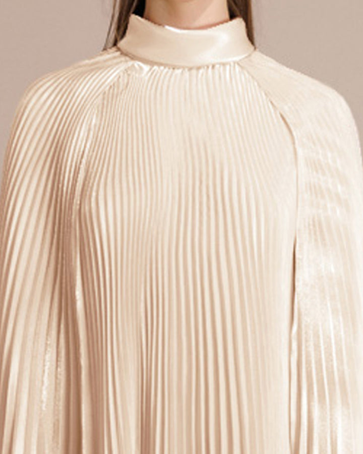 Cape-Like Sleeves Ivory Dress - FOSTANI
