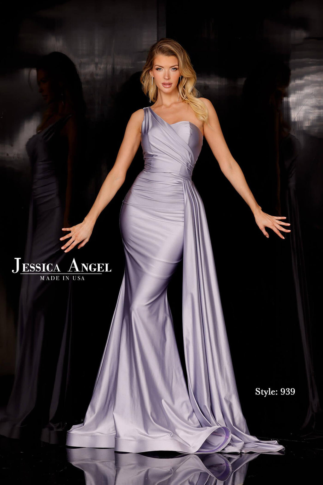 Jessica Angel 939 one shoulder fitted dress with side train - FOSTANI