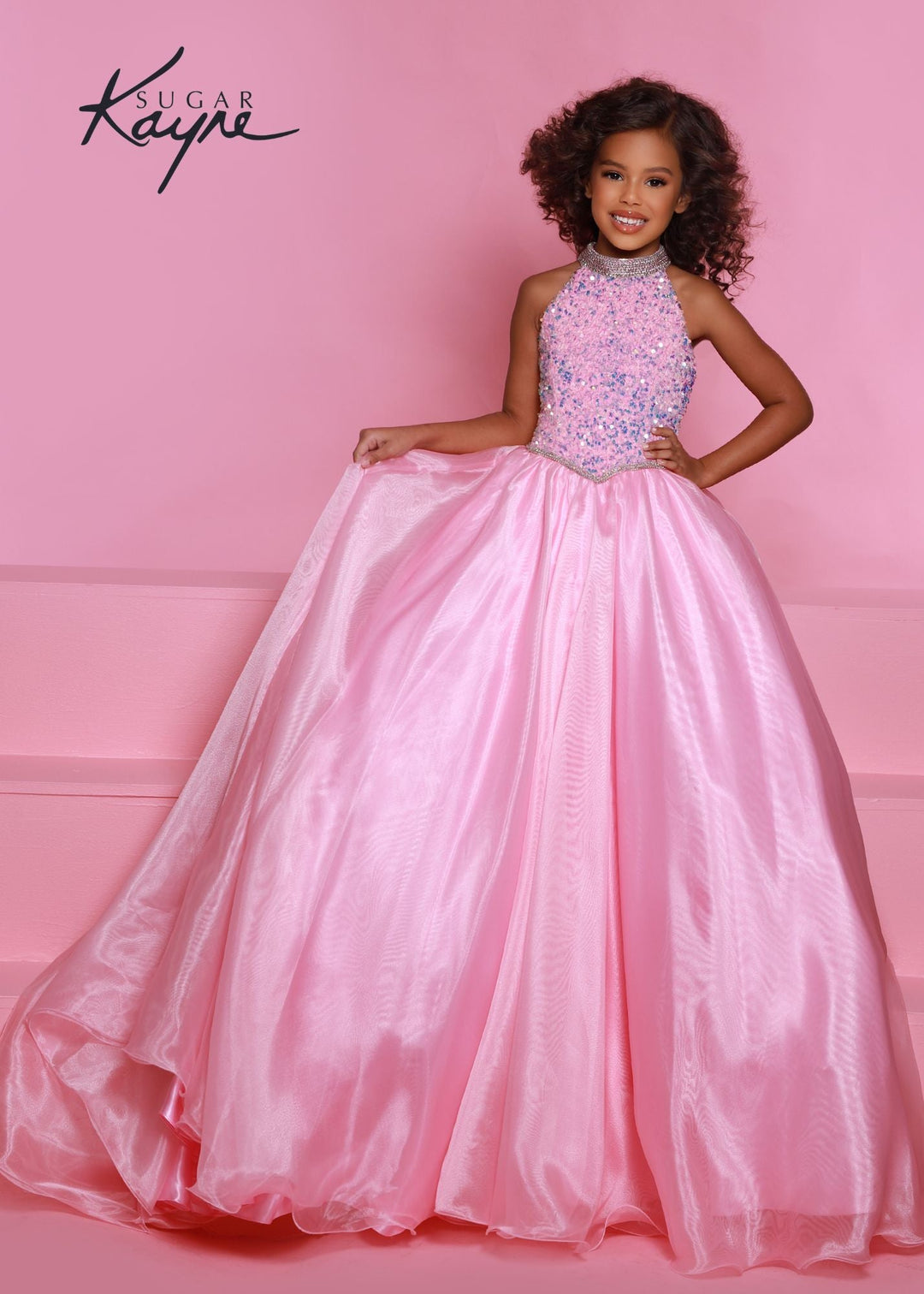 Sugar Kayne C302 Sequined velvet girls and preteens pageant dress - FOSTANI